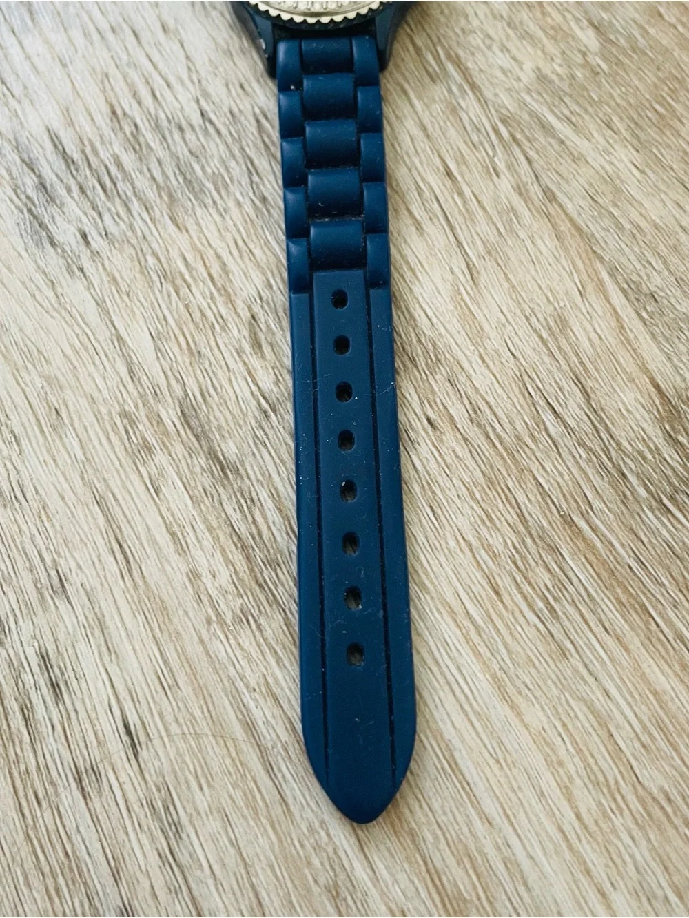 Blue Women's Silicone Watch with Crystal Bezel